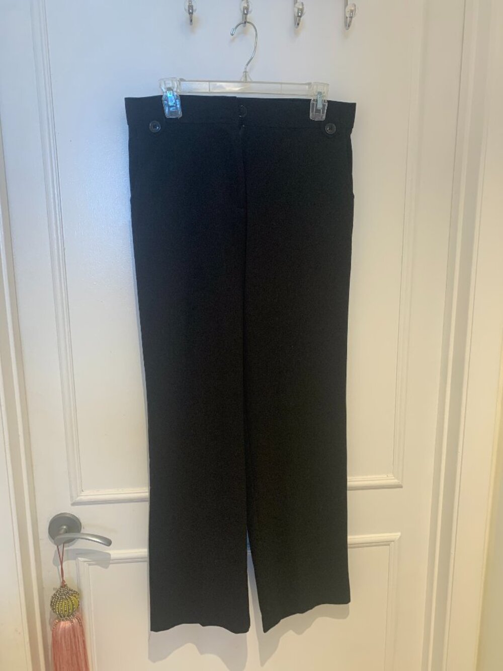 Counterparts Black Pants Pockets, Buttons, Polyester/Rayon/Spandex, Size 10